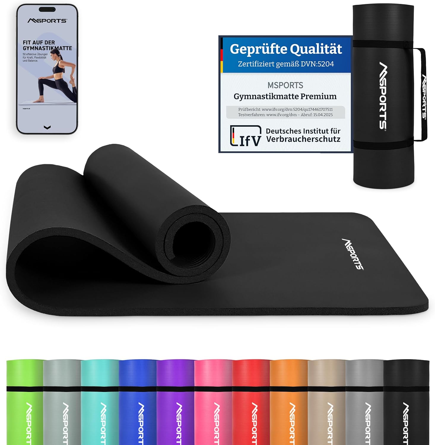 MSPORTS Gymnastikmatte Premium inkl. Tragegurt