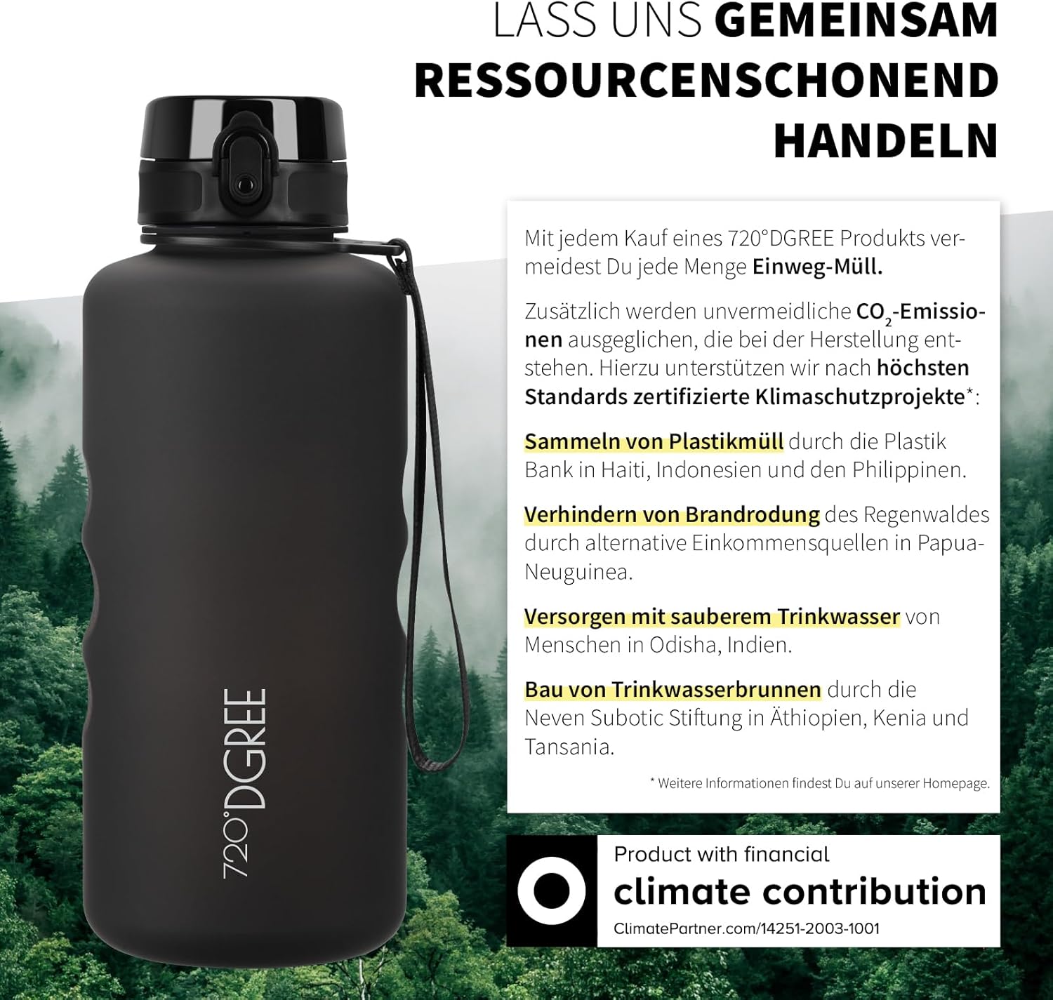 720°DGREE Trinkflasche 2l “uberBottle“ softTouch +Sieb - BPA-Frei - XXL Wasserflasche für Gym, Fitnessstudio, Workout, Fitness, Sport, Outdoor - Große Sportflasche aus Tritan - Leicht, Stoßfest