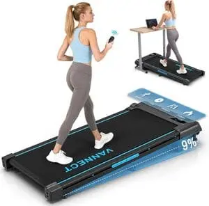 Walking Pad, VANNECT Laufband für Zuhause mit Steigung, 1-10 km/h Walking Machine mit LED-Anzeige, Fernbedienung, 2,75HP Tragbares Laufband, Keine Montage Erforderlich, Bis 150kg Belastbar