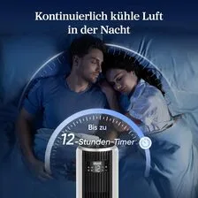 Levoit - DC Motor Turmventilator - 20dB sehr leiser Ventilator - 4 Modi/12 Stufen/12 Std Timer - Fan mit Fernbedienung & Kühlung - Tower Fan mit 7,9m/s Geschwindigkeit - 26W Standventilator