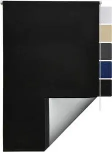 Thermorollo SolReflect T42 Verdunkelungsrollo 80x220 cm Rollo Schwarz - Rollos für Fenster ohne Bohren mit Thermobeschichtung - Wärmeschutzrollo Thermo Rollo zum Klemmen, Klemmfix Rollo