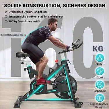 WENOKER Heimtrainer,Magnetwiderstand Stationäres Fahrrad für Zuhause,Indoor Bike mit Flüsterleise,Schweres Schwungrad und Verbesserter LCD-Monitor